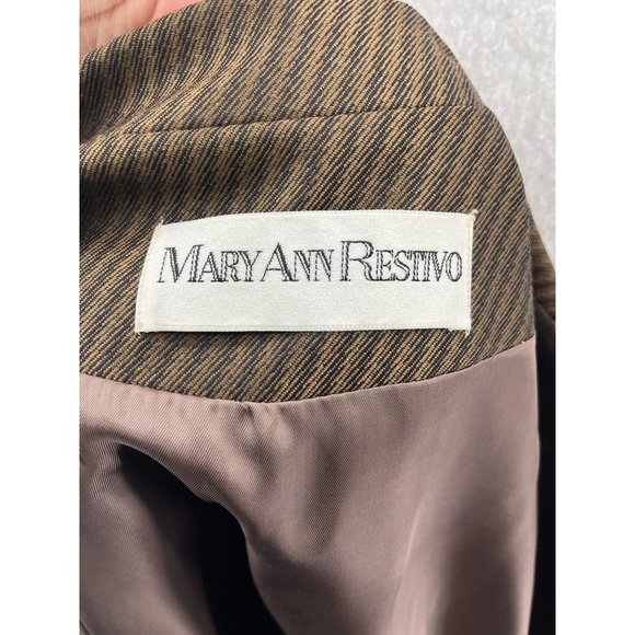 Mary Ann Restivo Womens Blazer Jacket Brown Silk Blend Waist Length Open USA 10 - Picture 8 of 8